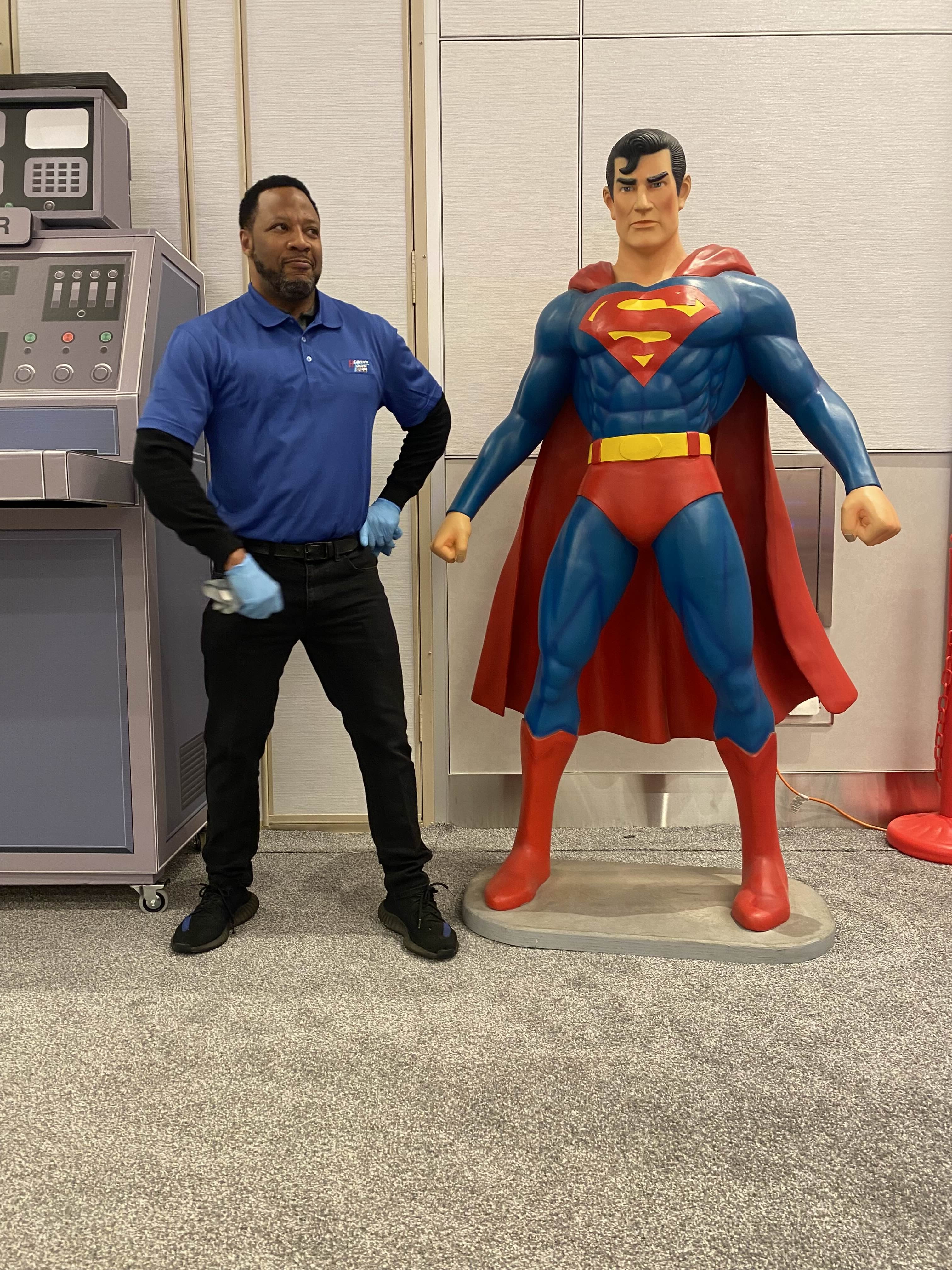 Owner with Superman - Fun Personality Shot
